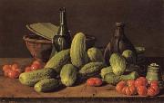 Luis Menendez Still Life with Cucumbers and Tomatoes oil on canvas